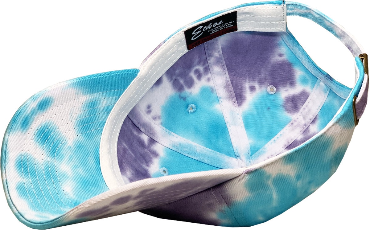 Tiedye Aqua Blue Purple Low Profile Baseball Caps Inside Turned Over View